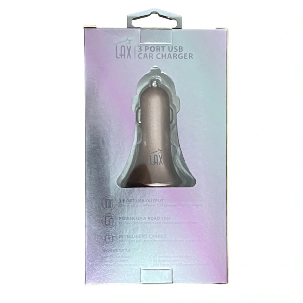NIP LAX 3-USB Port Car Charger 4.8A for Smartphones - Rose Gold